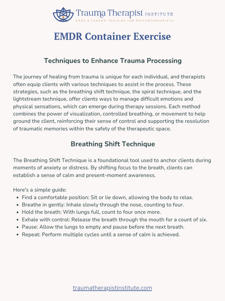 EMDR Container Exercises | PDF | Breathing | Psychological Trauma