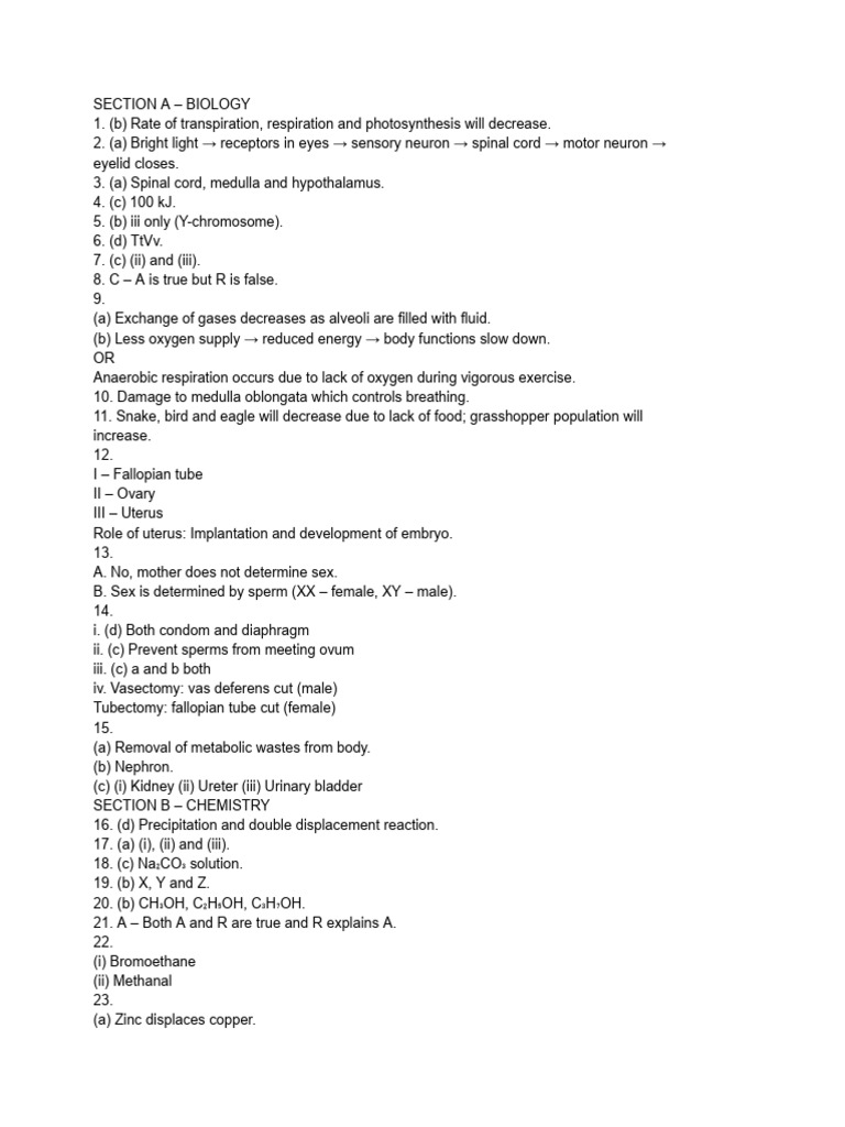 Sample Question Paper Science Prodyut Sir | PDF