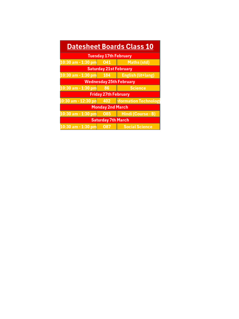Date Sheet Draf | PDF
