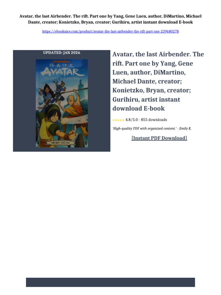Avatar, the last Airbender. The rift. Part one by Yang, Gene Luen ...