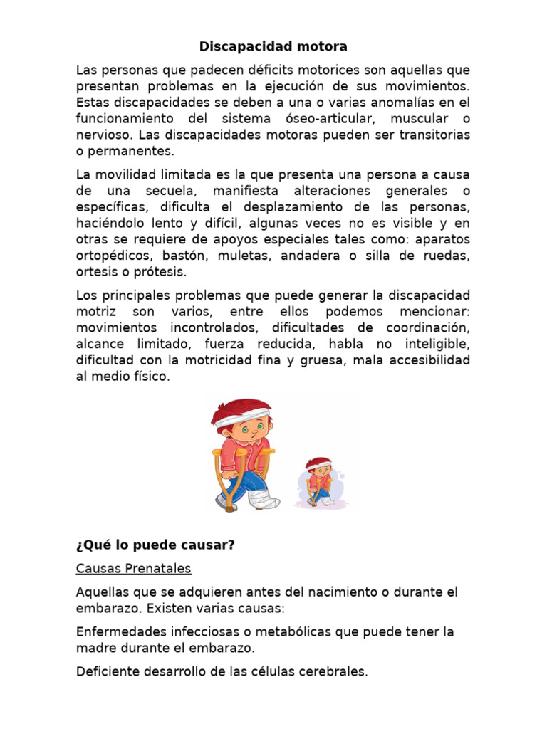 Discapacidad Motora | PDF | Parálisis cerebral | Invalidez