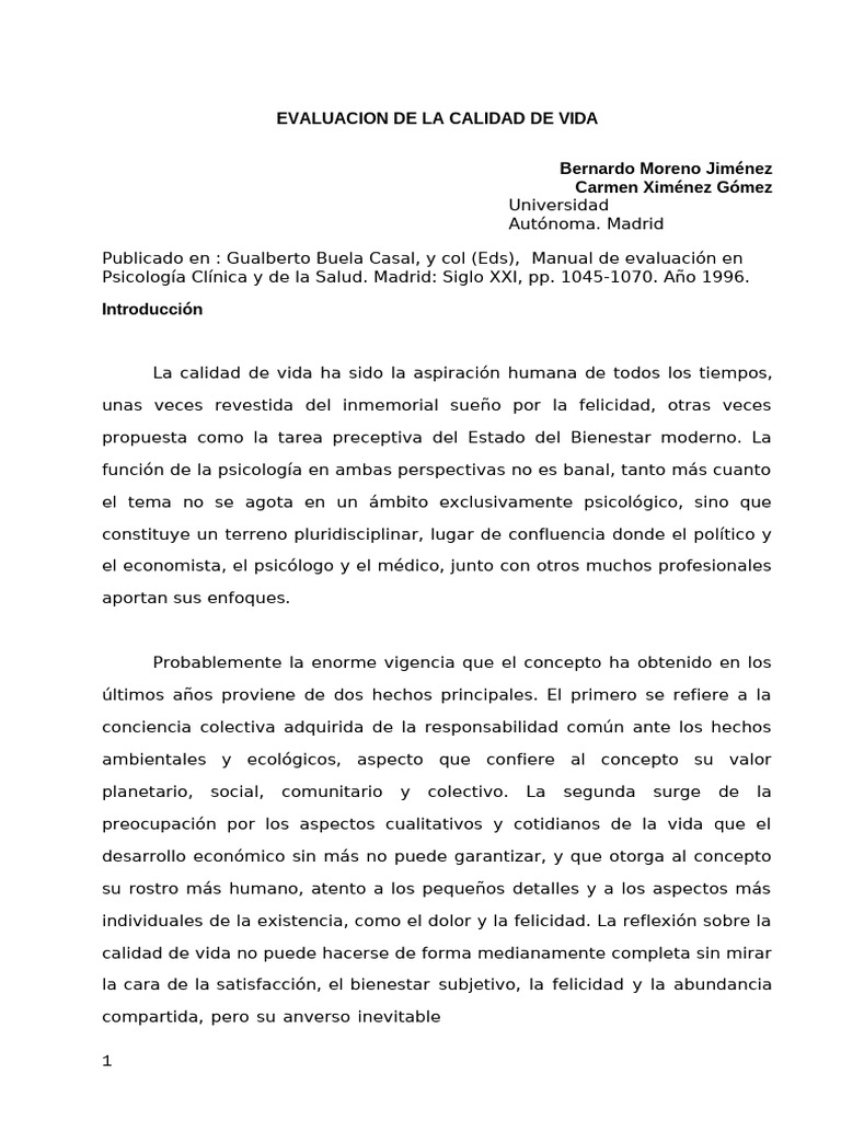 Calidaddevida | PDF | Calidad de vida | Bienestar