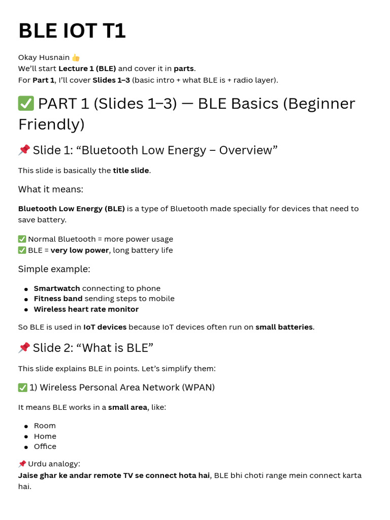 BLE IOT T1 | PDF | Network Packet | Bluetooth