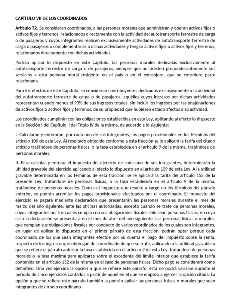 Art 72 | PDF | Impuestos | Impuesto sobre la renta