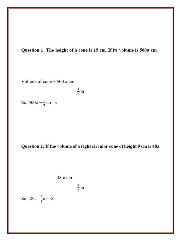 Very Short Answer Types Questions | PDF | Area | Surface Area