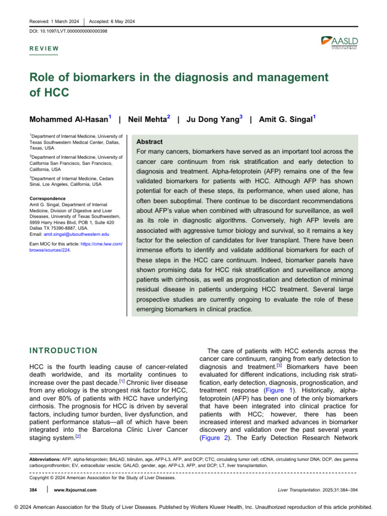 Role of Biomarkers in The Diagnosis and Management.15 | PDF | Cirrhosis ...