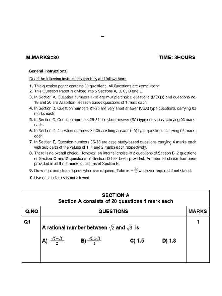 Practice Paper 1 Maths CL-9 Term-2 2025-26 | PDF | Sphere | Area
