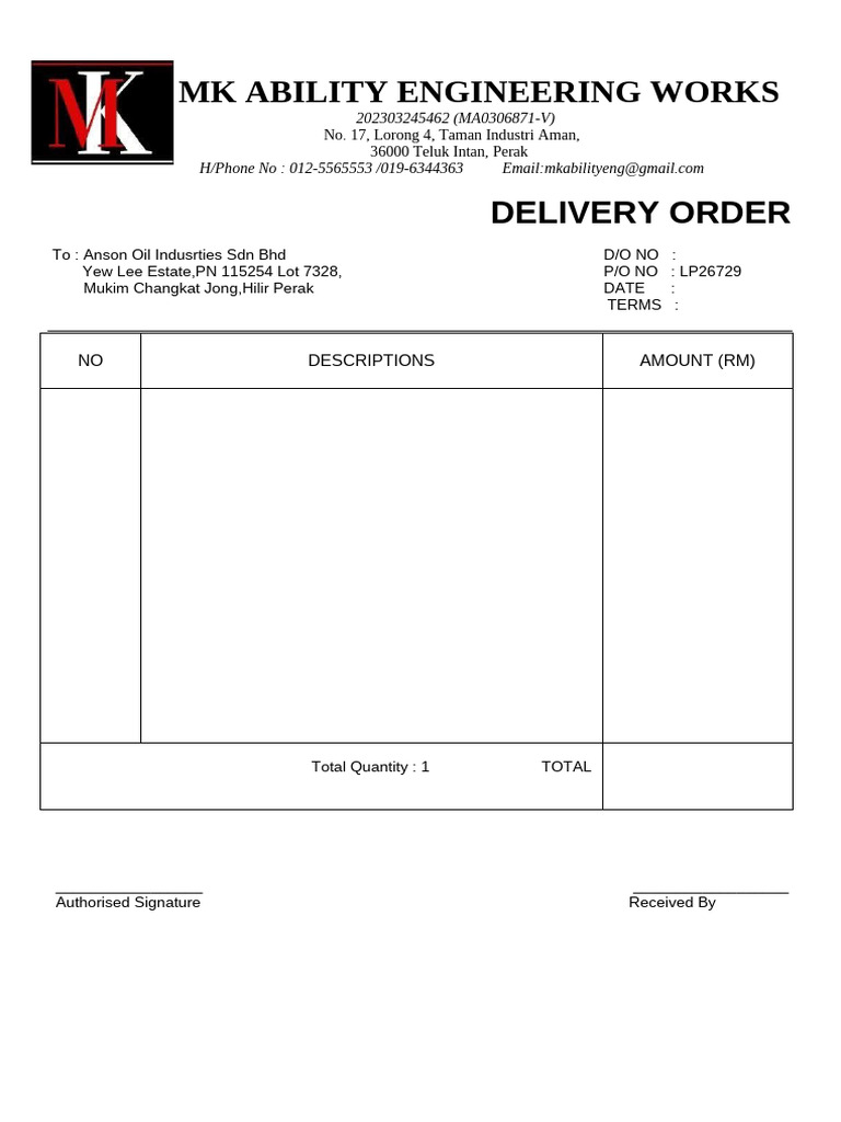 Delivery Order | PDF