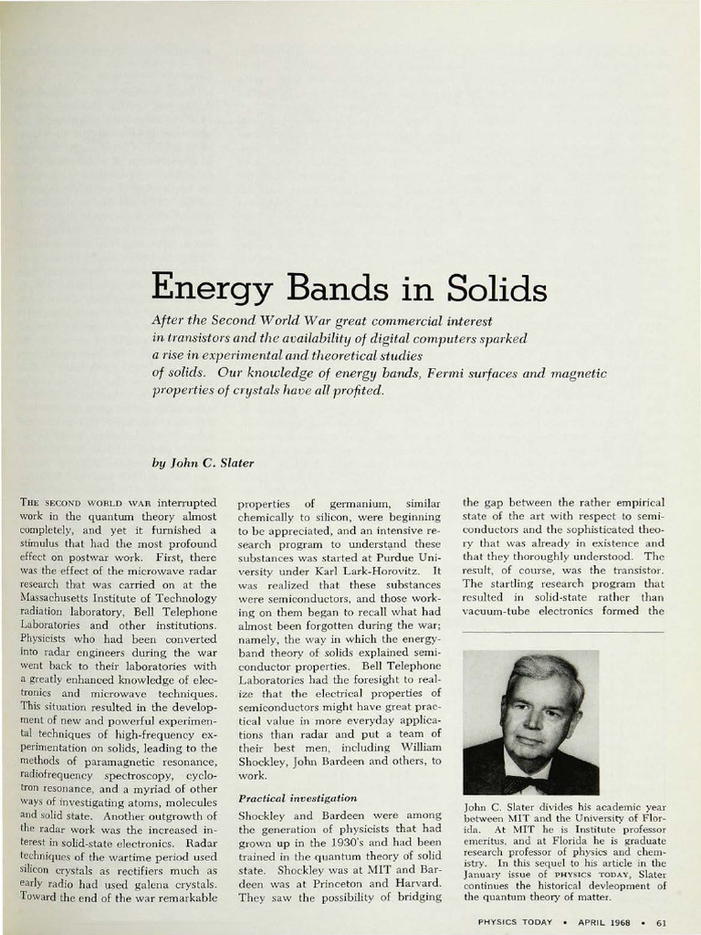 Energy Bands in Solids | PDF | Electronic Band Structure | Wave Function