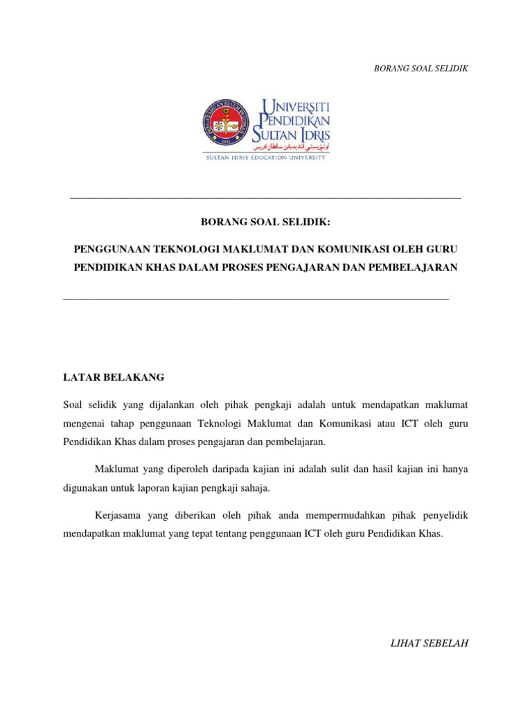 Borang Soal Selidik  PDF