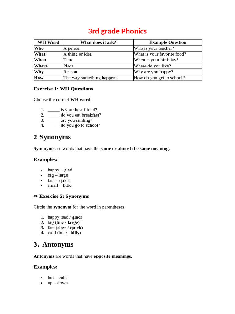3rd Grade Phonics | PDF | Noun | Semantic Units