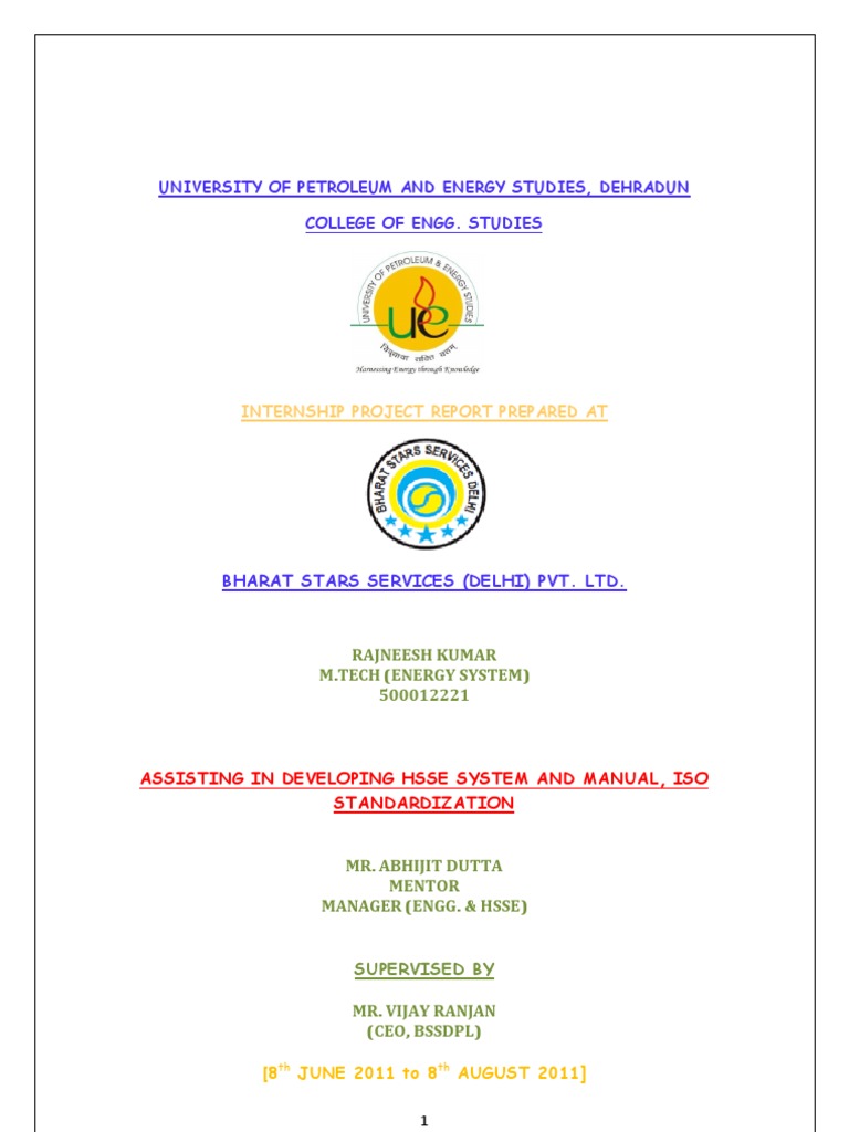 HSSE System Development Internship Report | PDF | Occupational Safety ...