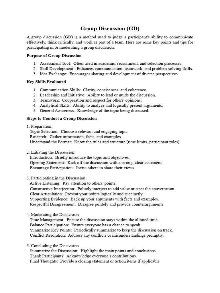 Group Discussion | PDF | Critical Thinking | Cognition
