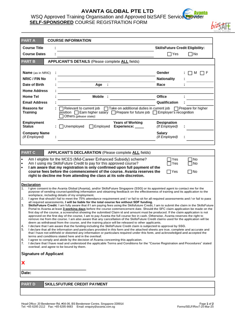 TPG AG Self Spr Reg Form | PDF