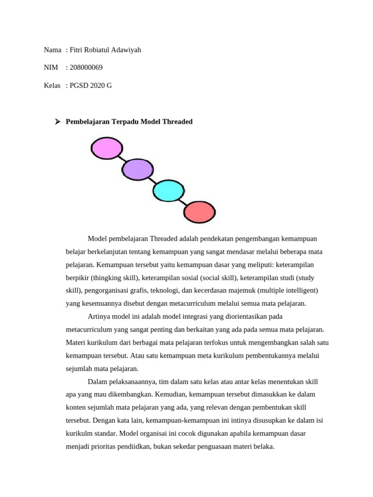 Pembelajaran Terpadu Threaded Dan Integrated | PDF