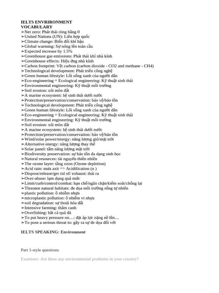 IELTS Environment | PDF | Waste | Climate Change