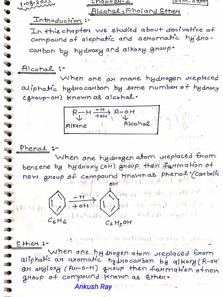 Alcohol Phenol and Ether | PDF
