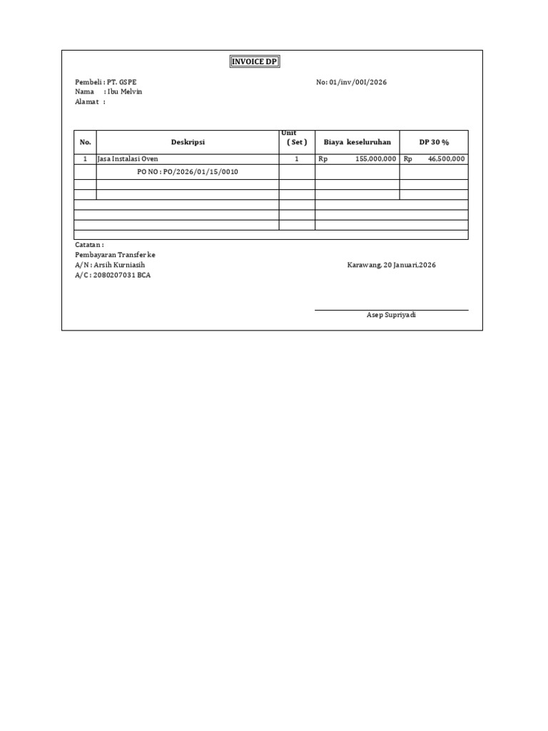 Inv DP Instal Oven GSPE | PDF