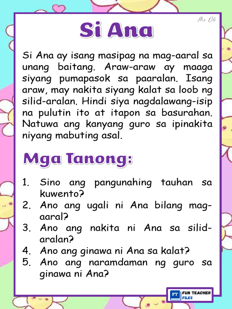 Filipino Reading Materials With Comprehension Questions Set 15 | PDF