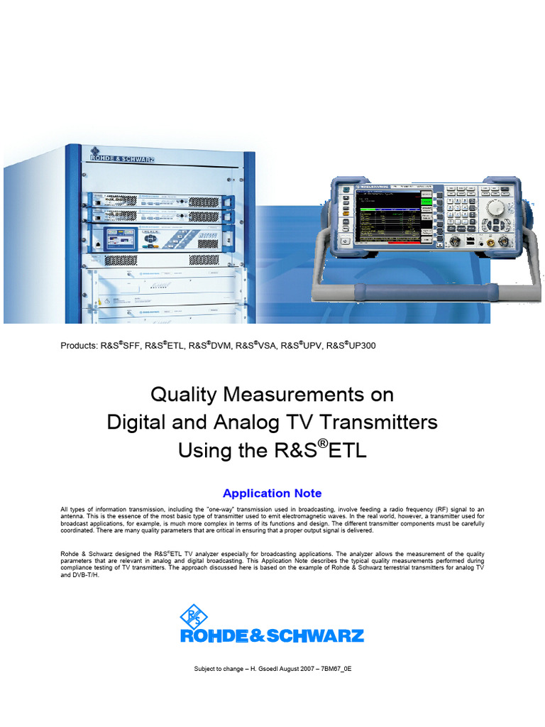 Quality Measurements on Digital and Analog TV Transmitters - Using the ...