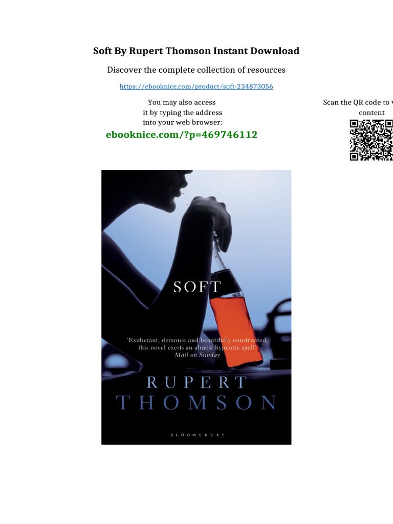 Soft by Rupert Thomson Instant Download No Waiting Time | PDF
