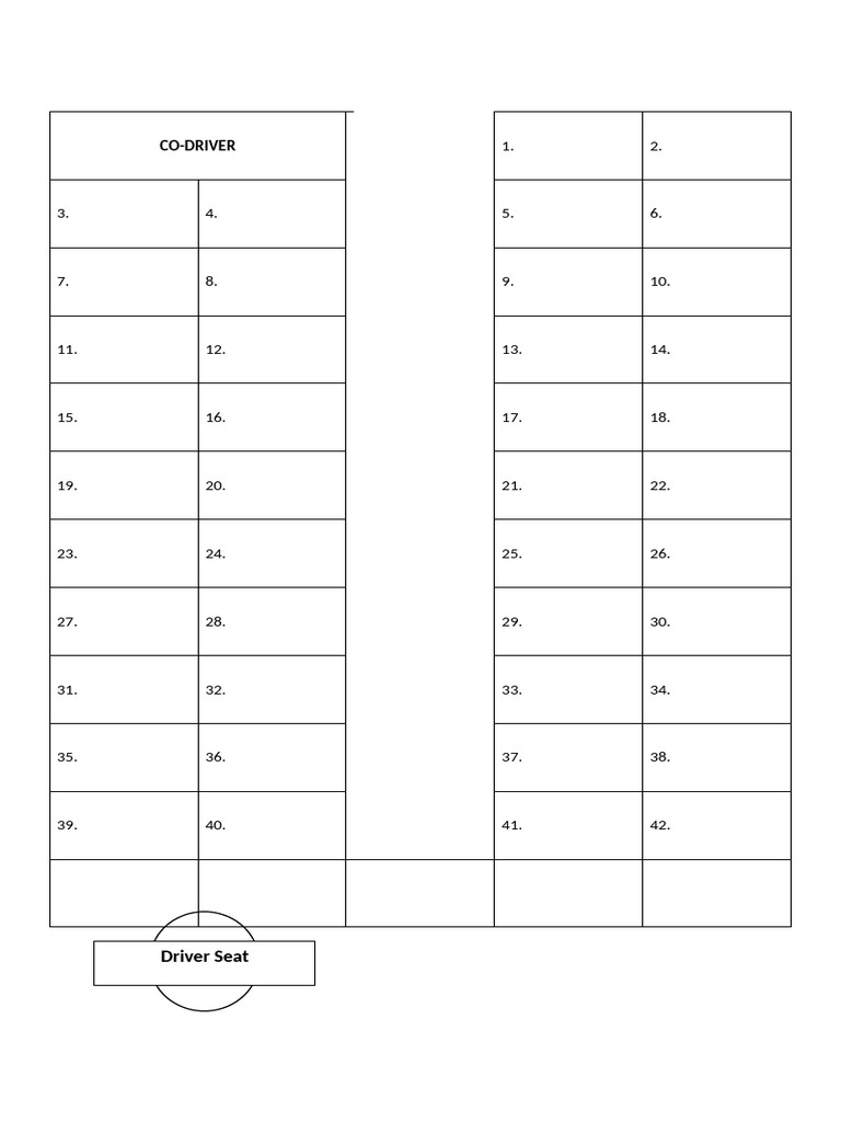 Bus Seat Plan | PDF
