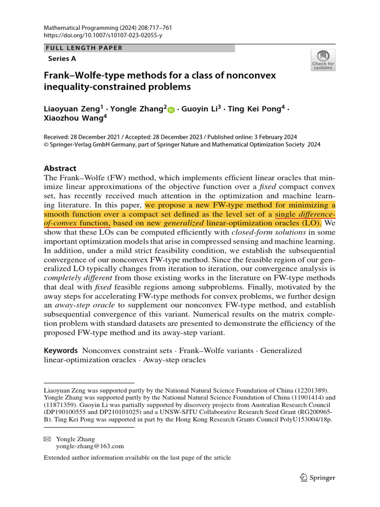 2024_Frank–Wolfe-type Methods for a Class of Nonc | PDF | Mathematical ...