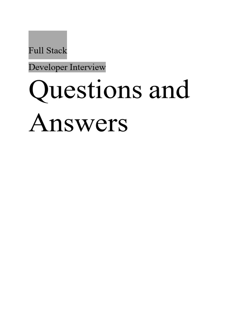 Full Stack Developer Interview Questions & Answers | PDF | Html Element ...