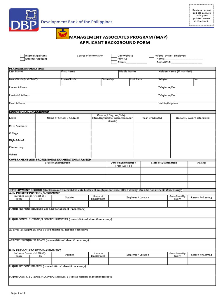 MAP Application Form | PDF