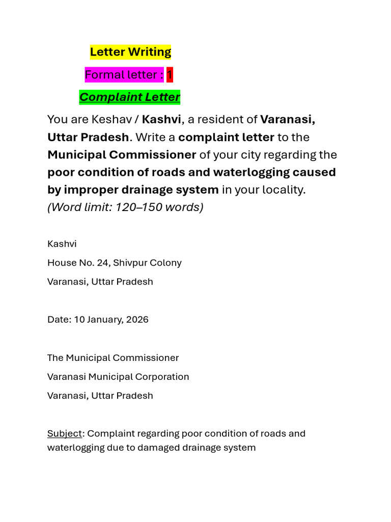 Letter 1 7th Class | PDF