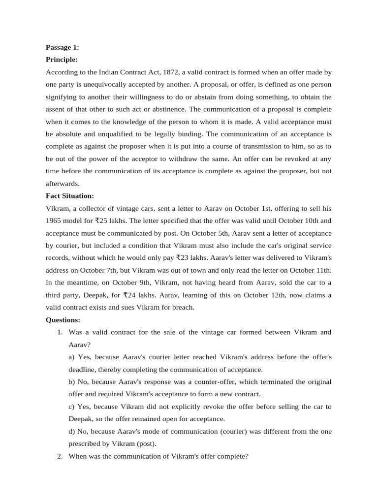 Contract Law 150 Questions | PDF | Misrepresentation | Consideration