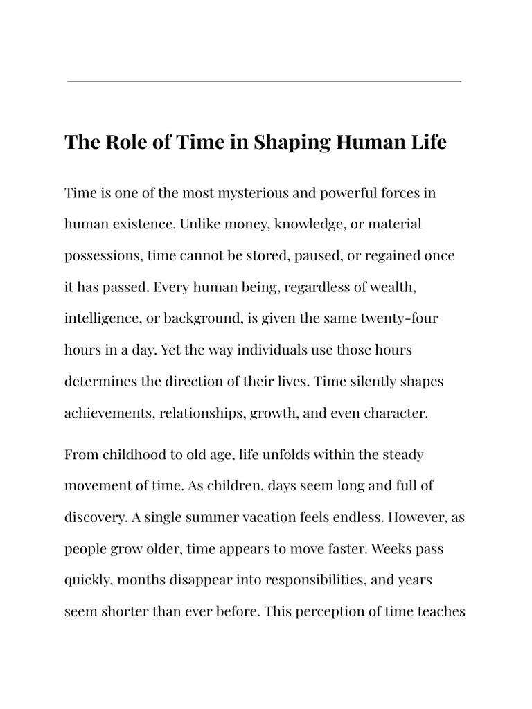 The Role of Time in Shaping Human Life | PDF | Disciplines | Experience