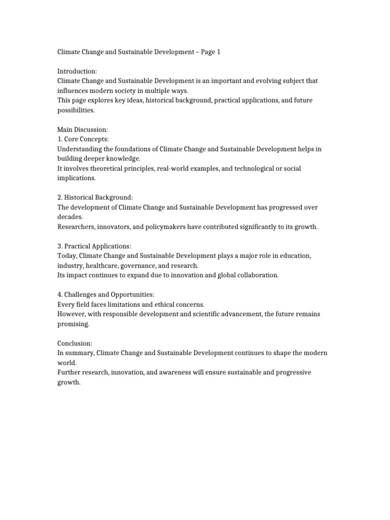 Climate Change and Sustainable Development | PDF | Sustainable ...
