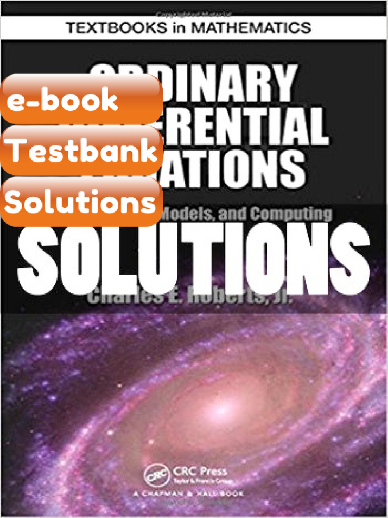 Testbank Ordinary Differential Equations Applications Models and ...