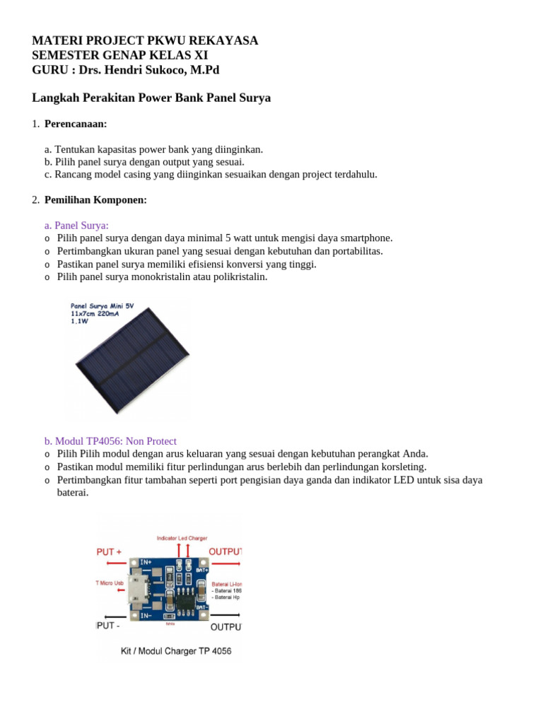 Project Perakitan Power Bank Panel Surya | PDF