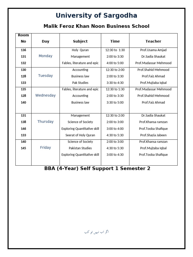 Timetable | PDF