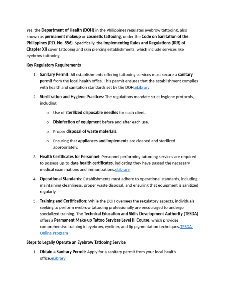 Code On Sanitation of The Philippines | PDF | Tattoo | Cosmetics
