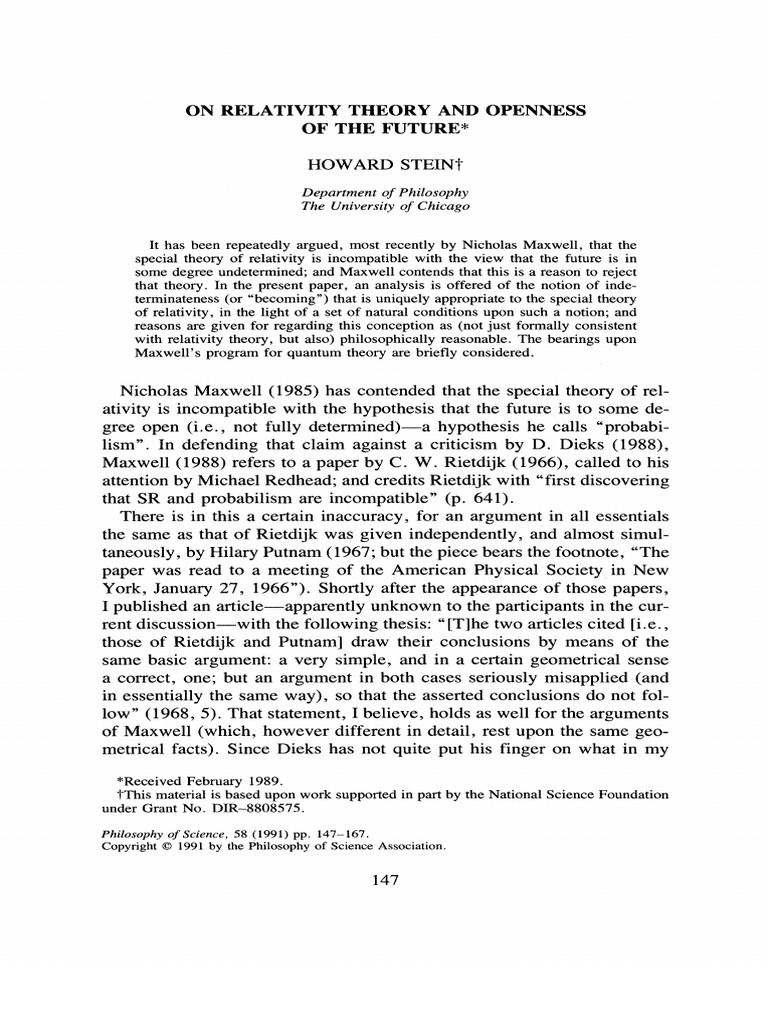 On Relativity Theory and Openness of The Future | PDF | Special ...