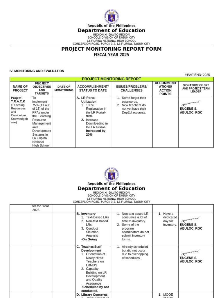 PMR Project TRACK Resources | PDF