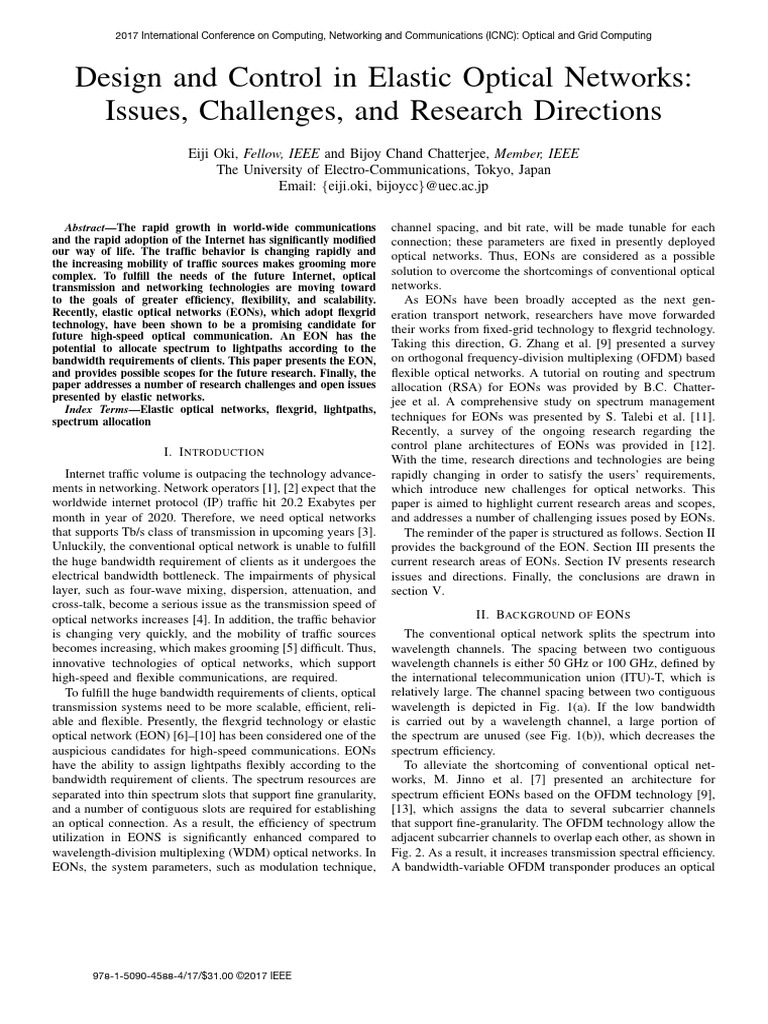 Design and Control in Elastic Optical Networks | PDF | Orthogonal ...