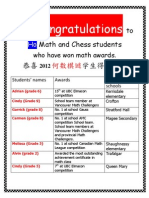 Congratulations - 2012 HO math Chess Math Awards