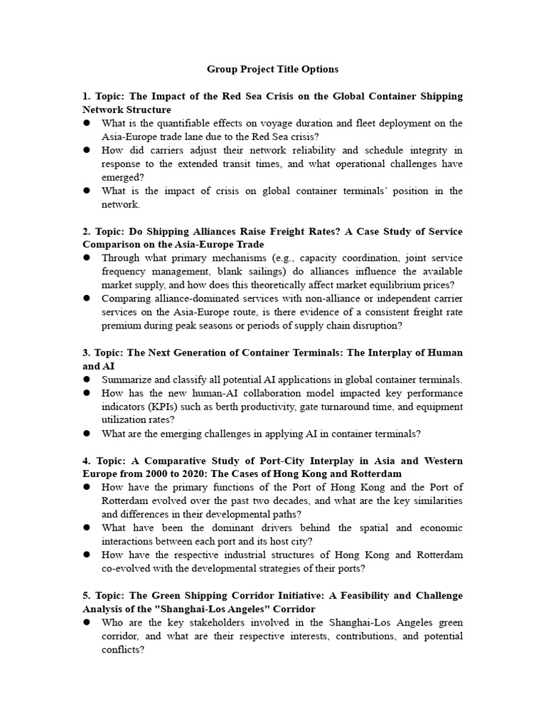 Group Project Title Options | PDF | Market (Economics) | Port