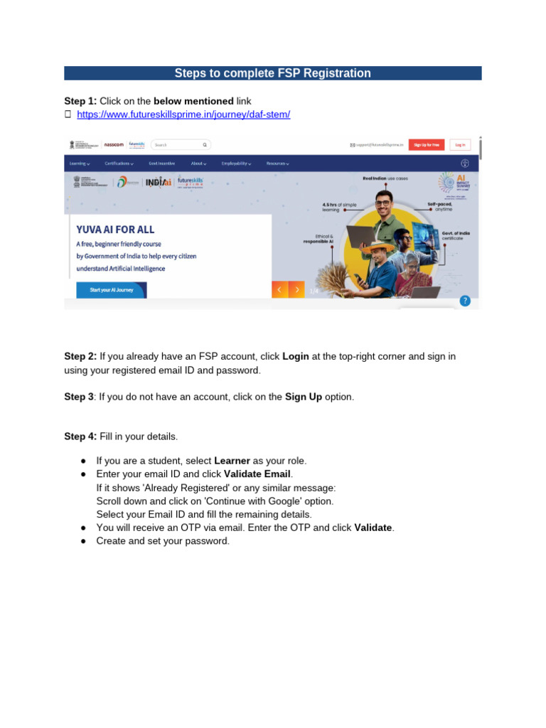 FSP Registration Stem Course | PDF
