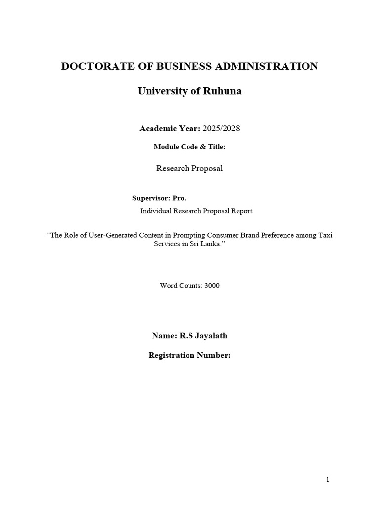 Research Proposal Report | PDF | Brand | Cognition