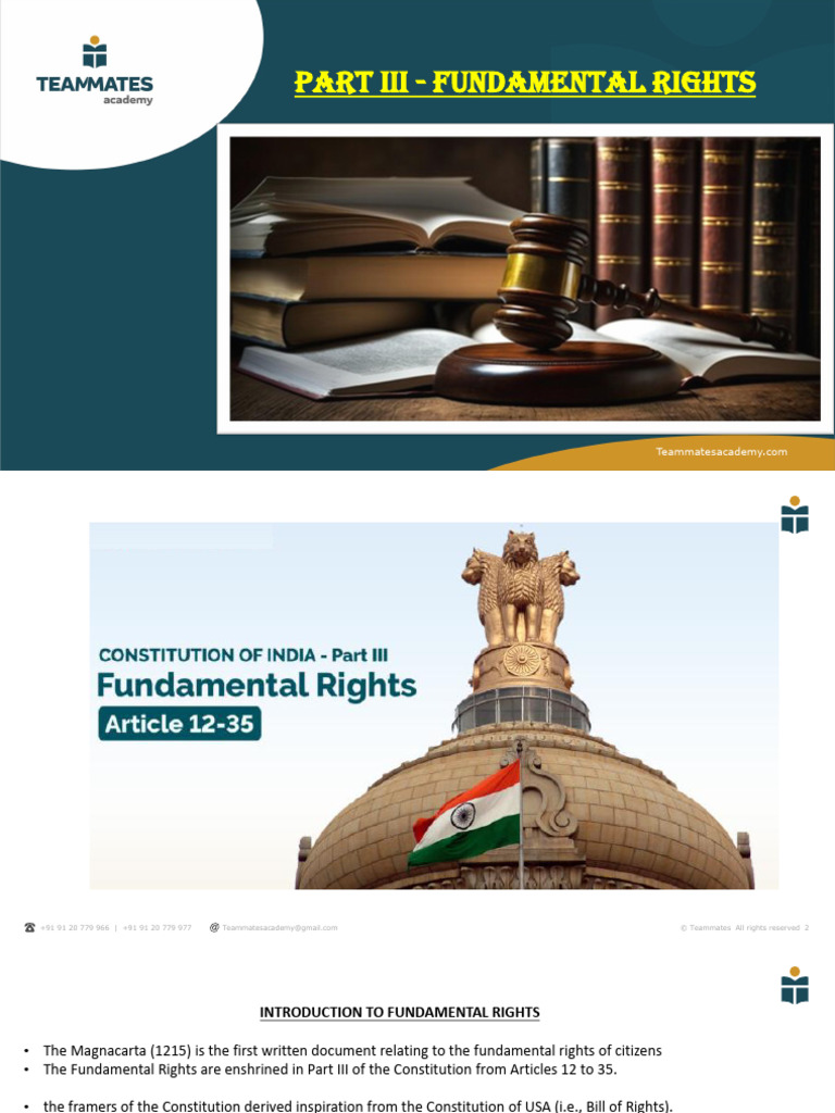 5. Part III Fundamental Rights. (1) | PDF | Habeas Corpus | Child Labour