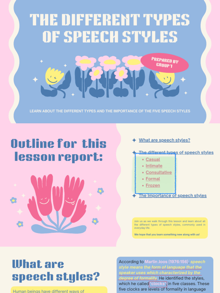 Speech Styles Oralcom | PDF | Speech | Nonverbal Communication