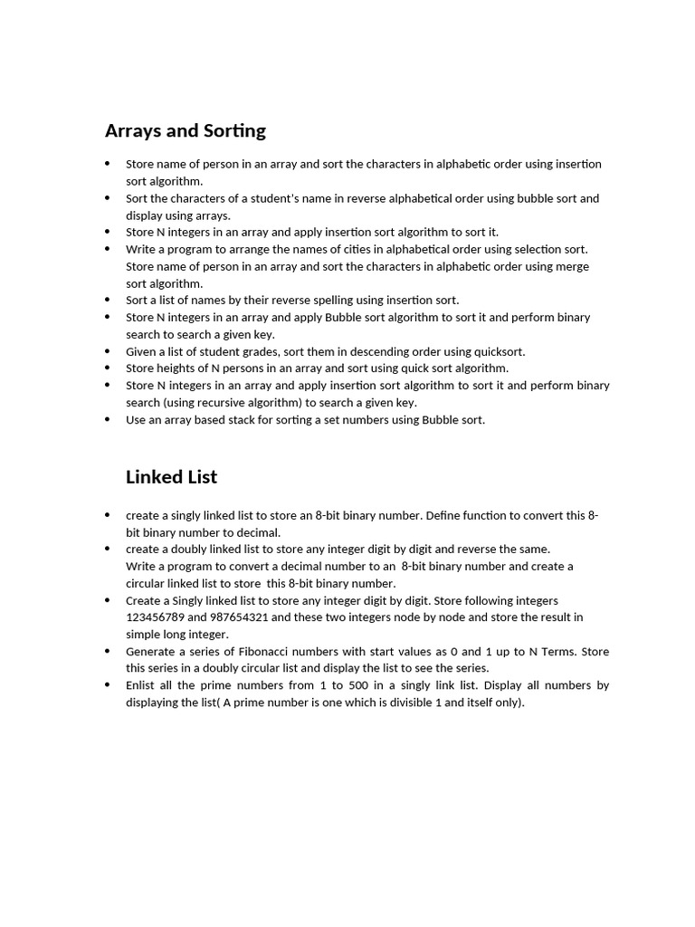 Question Bank DSA Sorted | PDF | Algorithms And Data Structures ...