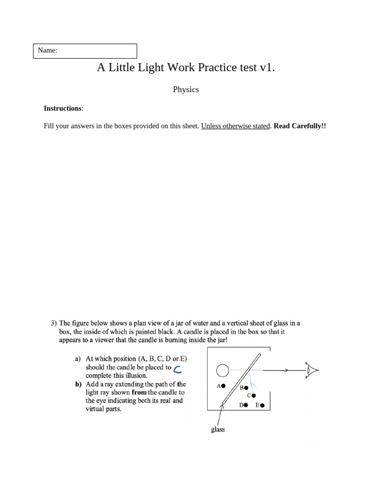 A Little Light Work Practice Test v1 MODEL ANSWERS | PDF