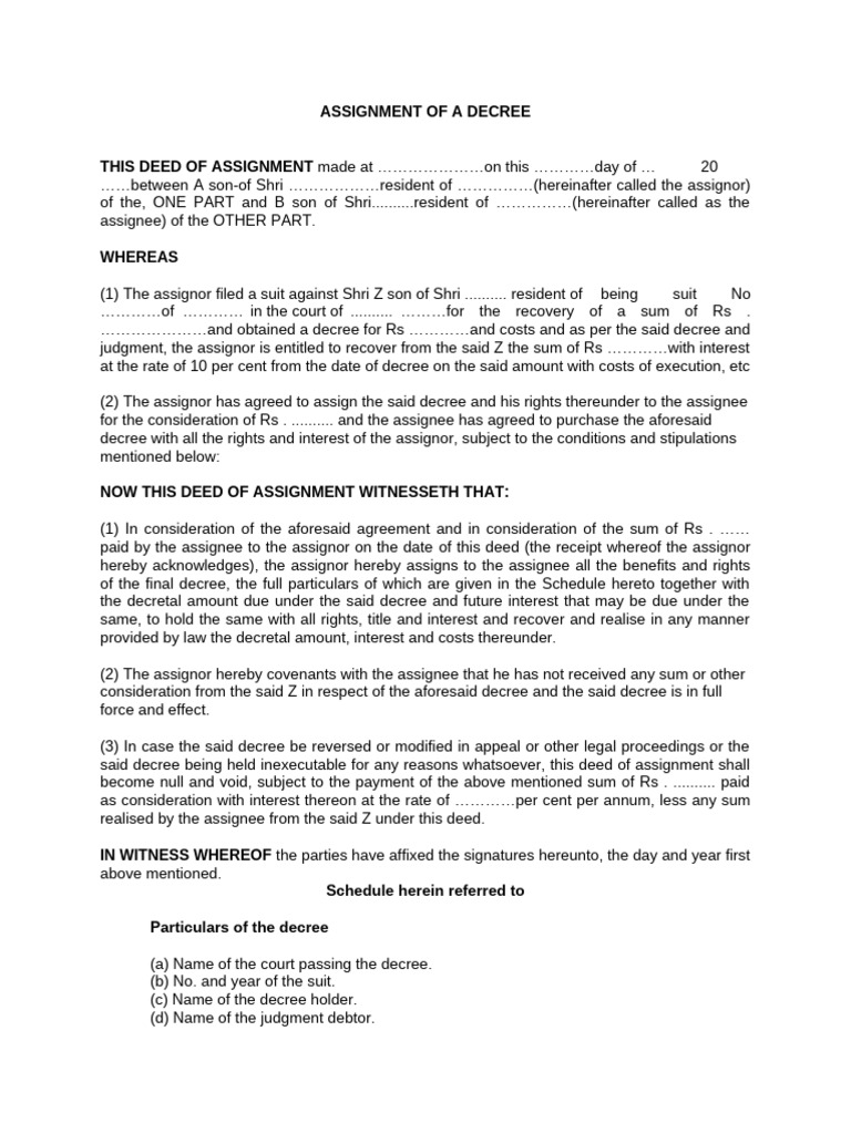 Assignment of A Decree | PDF | Assignment (Law) | Law Of Obligations