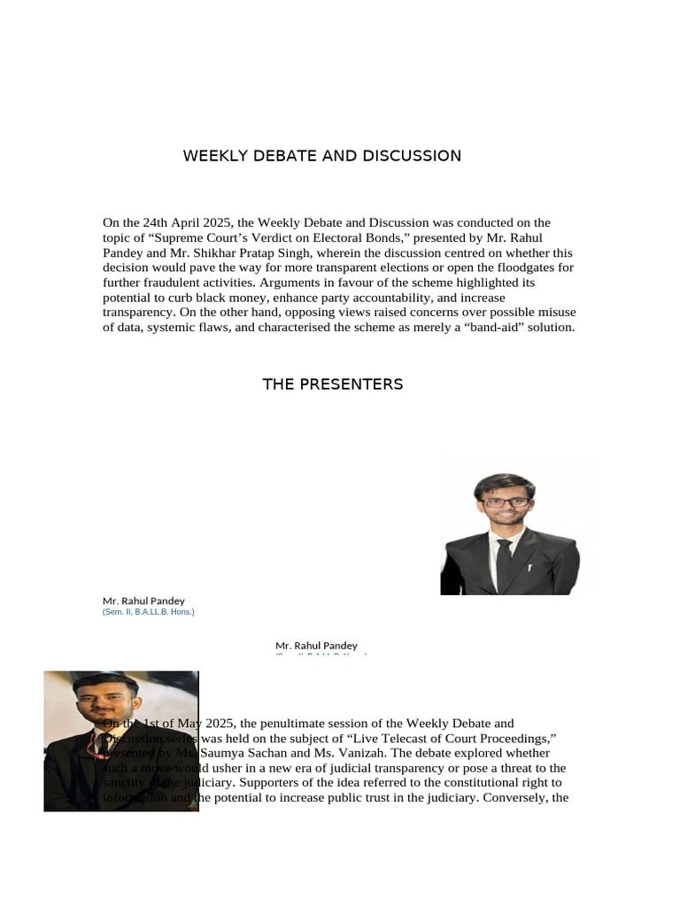 Weekly Debate and Discussion Copy | PDF